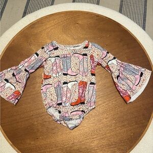 Playful Boot Print Kids Bodysuit with Bell Sleeves